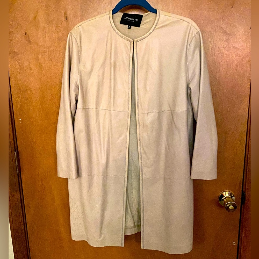Long leather jacket/topper size M